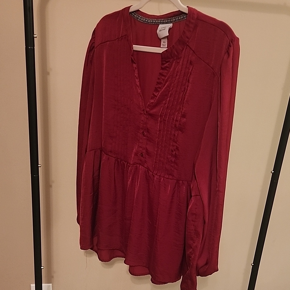 Knox Rose | Burgundy Women's Silky Soft Blouse